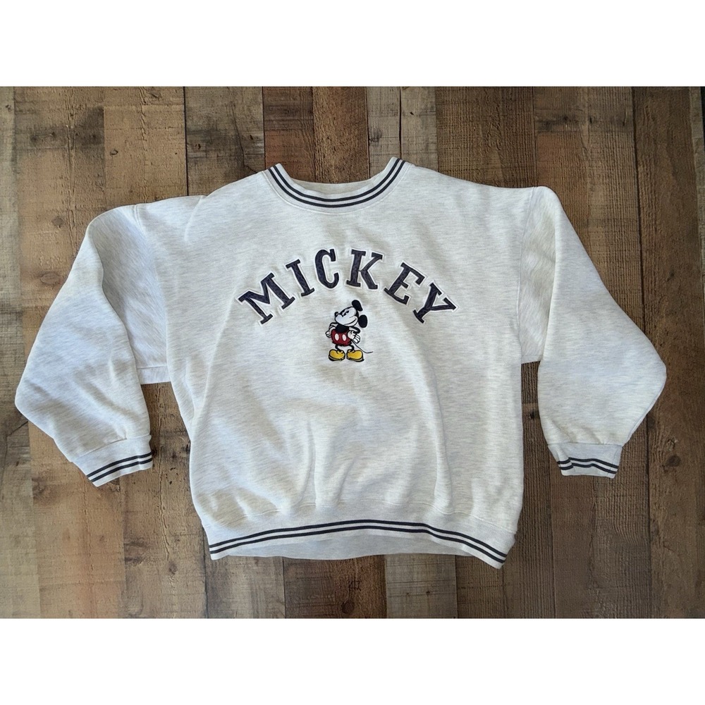 Vintage Disney Store Mickey Mouse Sweatshirt Adult M Gray 90s Collegiate